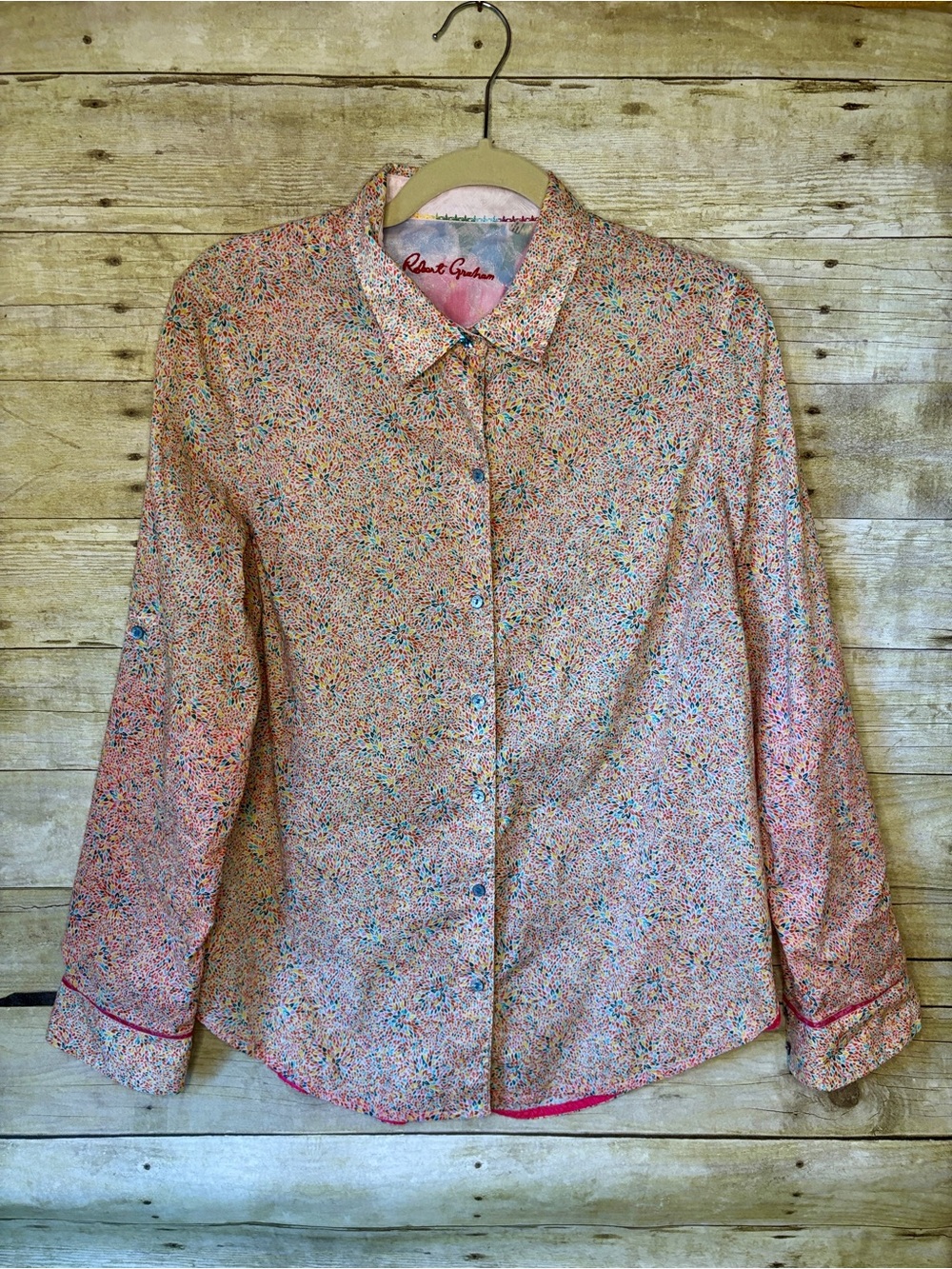 Robert Graham Pink Speckled Long-Sleeve Button-Down Shirt